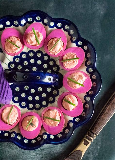 Beet Pickled Deviled Eggs - Fox Valley Foodie