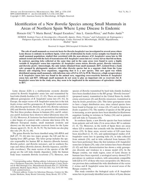 (PDF) Identification of a New Borrelia Species among Small Mammals in ...