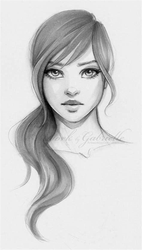 Image result for easy portrait drawing Pencil Sketches Of Girls, Girl Drawing Sketches, Face ...