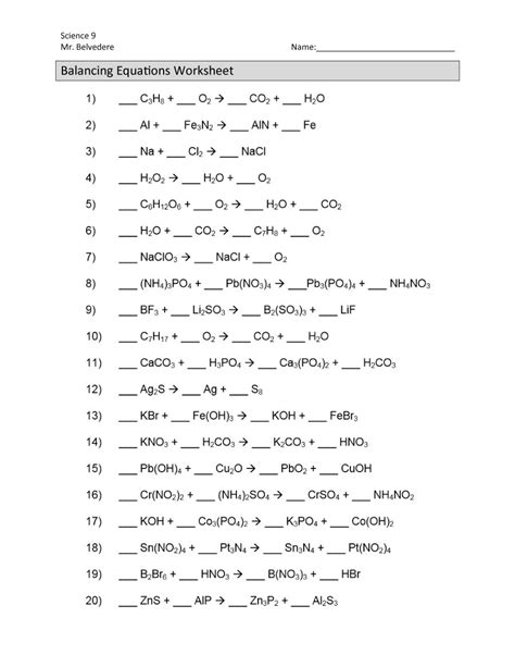 Balancing Chemical Equations Worksheets With Answers Reaction — db-excel.com