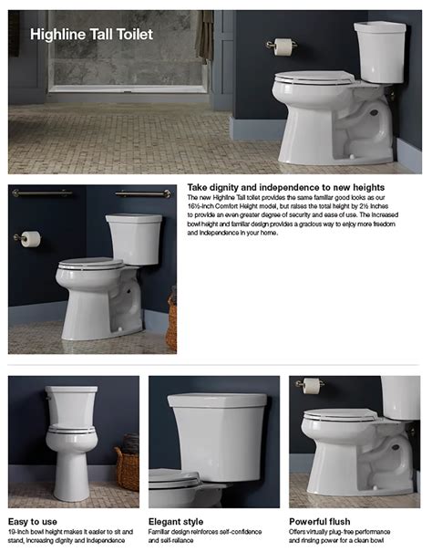 KOHLER Extra Tall Highline 2-piece 1.28 GPF Elongated Toilet in White ...