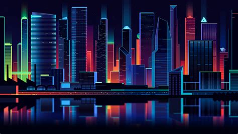 Romain Trystram, digital art, artwork, retro style, neon, lights, city ...