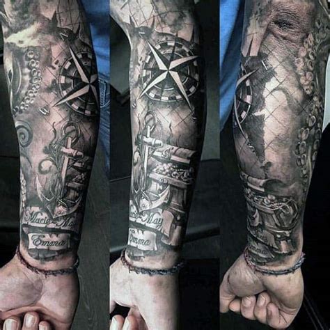 40 Nautical Sleeve Tattoos For Men - Seafaring Ink Deisgn Ideas