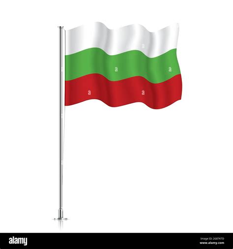 Bulgaria flag waving on a metallic pole. The official flag of Bulgaria ...