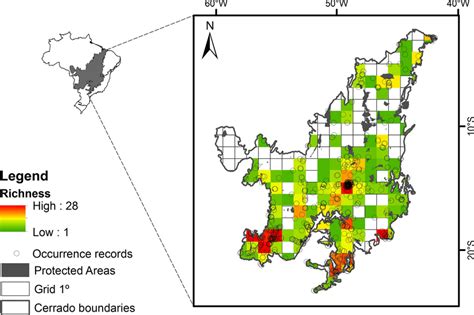 Map of the Cerrado biome showing the protected areas (integral ...