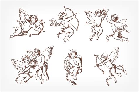 Vintage cupids with arrows and bow | Cupid tattoo, Cherub tattoo, Angel ...