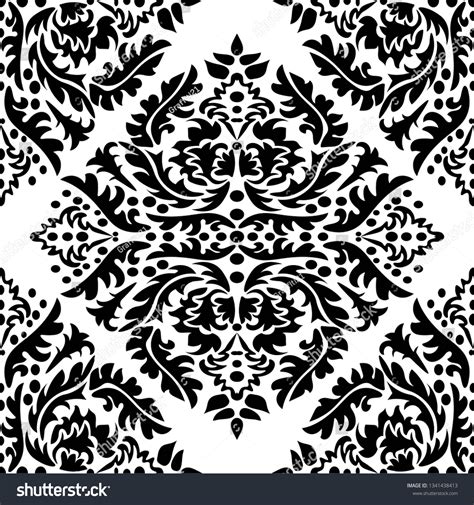 Damask Wallpaper Seamless Vector Background Black Stock Vector (Royalty Free) 1341438413 ...