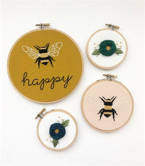 Bee Embroidery Art Embroidery Hoop Art Hand Embroidery | Etsy