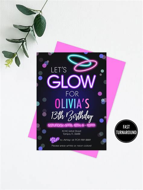 Glow Party Invitation Printable: glow Invitation - Etsy | Party invitations printable, Glow ...