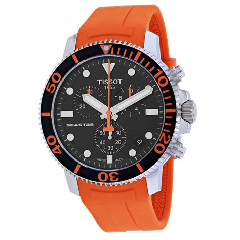 Tissot - Tissot Men's Seastar 1000 Chronograph Quartz Orange 45.5mm ...