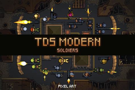 Top Down Soldiers Pixel Art by Free Game Assets (GUI, Sprite, Tilesets)