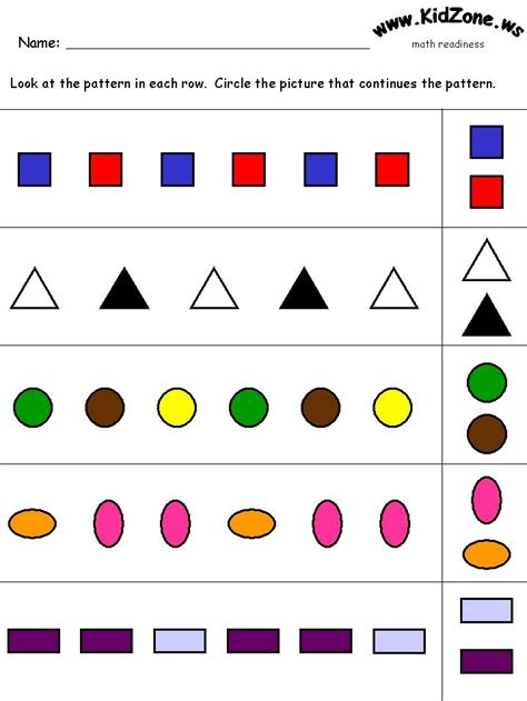 Patterns Review 1 | Kindergarten worksheets, Pattern worksheet, Math patterns