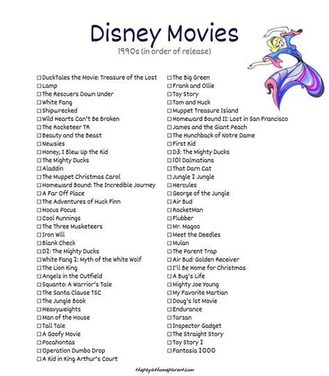 Free Disney Movies List of 400+ Films on Printable Checklists | Walt disney movies, Disney ...