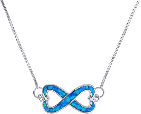 Amazon.com: Sterling Silver Created Blue Opal Infinity Heart Neclace: Jewelry