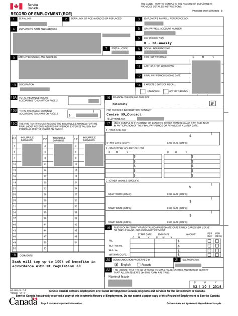 Cra Record Of Employment Fillable Form - Printable Forms Free Online