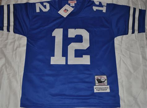 DALLAS COWBOYS #12 ROGER STAUBACH BLUE THROWBACK JERSEY AUTHENTIC SEWN ...