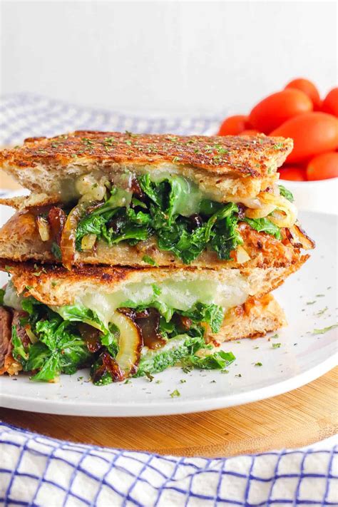 Cheesy Veggie Panini Recipe [Kale & Caramelized Onions]