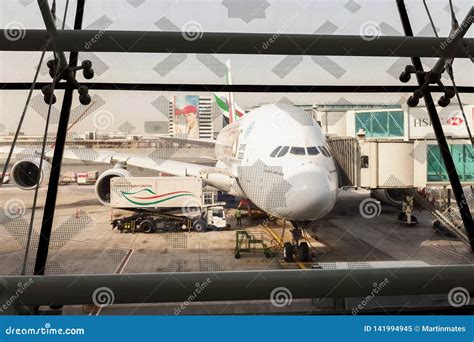 Dubai Airport, Emirates Airlines A380 Double Decker Plane Editorial ...