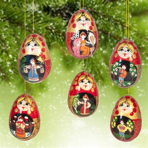 Ornaments Set Russian Miniatures - Wooden Christmas Ornaments