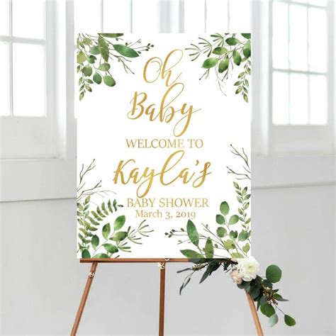 PRINTABLE Greenery Oh Baby Welcome Sign Baby Shower Welcome | Etsy | Baby shower signs, Baby ...