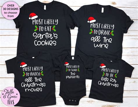 Matching Family Christmas Shirts Most Likely to Funny Group - Etsy UK