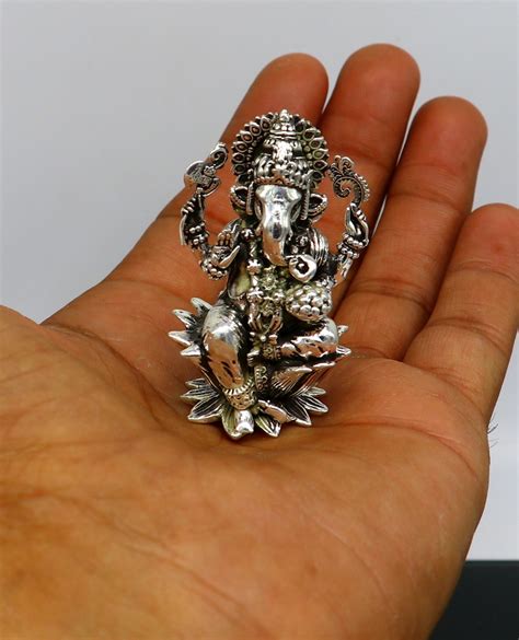 925 Sterling Silver Lord Ganesh Idol Pooja Articles - Etsy