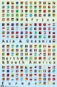 WORLD FLAGS OF THE SEVEN CONTINENTS POSTER 22x34 new free shipping | eBay