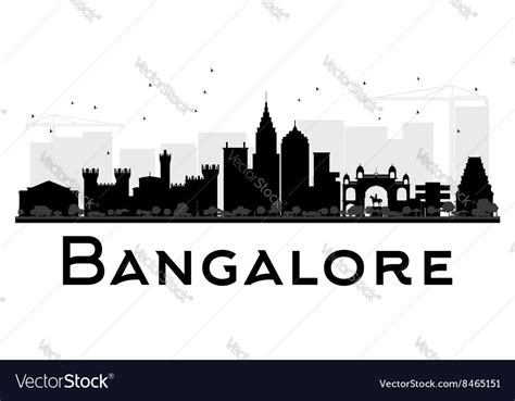 Bangalore city skyline black and white silhouette Vector Image