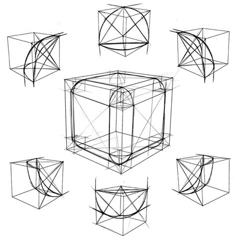 Rounded Cube | Geometric shapes drawing, Architecture drawing art ...