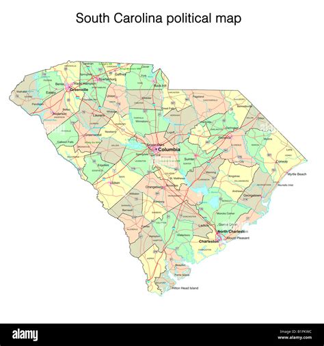 South Carolina state political map Stock Photo - Alamy