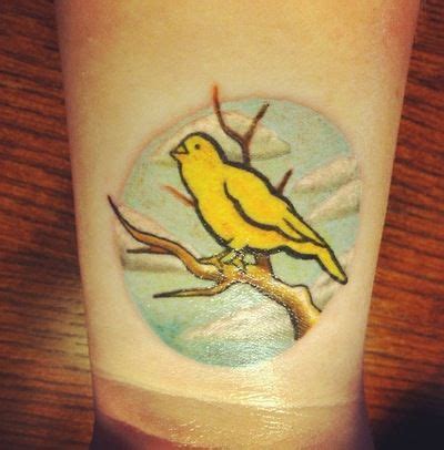 lovely canary | Yellow bird tattoo, Bird shoulder tattoos, Bird tattoos arm