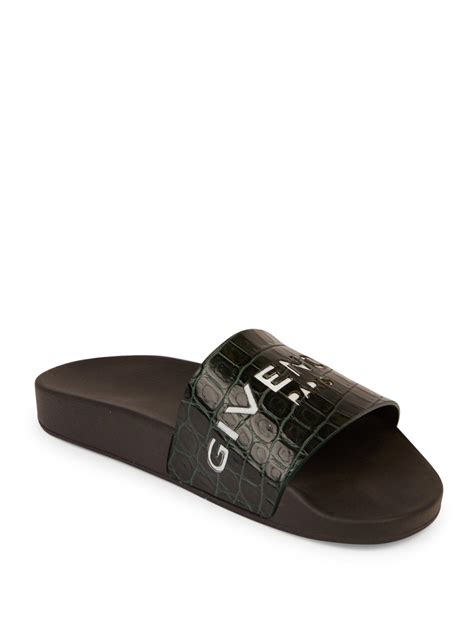 Givenchy Logo Croc-embossed Leather Slides for Men - Lyst