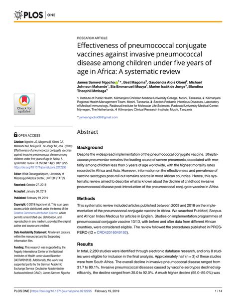 (PDF) Effectiveness of pneumococcal conjugate vaccines against invasive pneumococcal disease ...