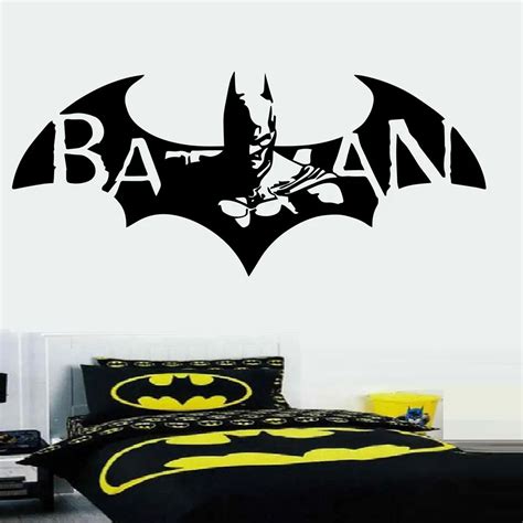 Cartoon Batman Wall Sticker Nursery Kids Room Bat Superhero Batman Justice League Wall Decal ...