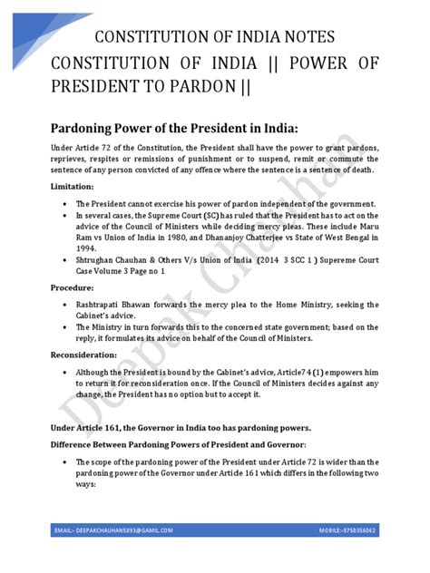 Power of President - To Pardon | PDF | Pardon | Criminology