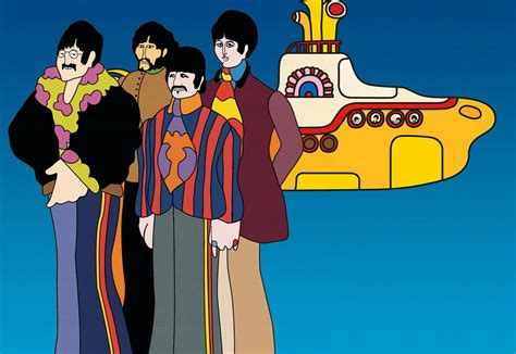 Les Beatles organisent un karaoké géant pour la projection du film « Yellow Submarine » sur ...