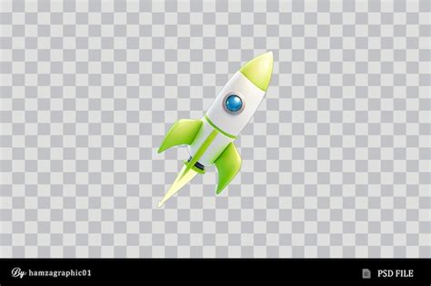 Premium PSD | 3D rocket icon green color