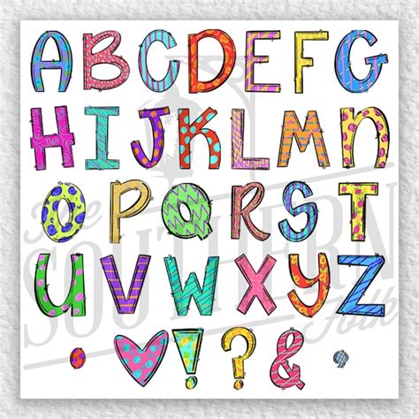 Hand Drawn Alphabet 26 Letters PNG File Sublimation Digital - Etsy