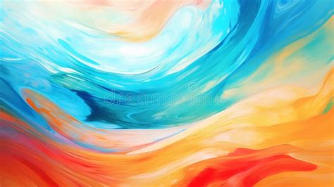 Colorful Strokes of Bright Red, Orange and Blue Abstract Acrylic Paint Stock Illustration ...