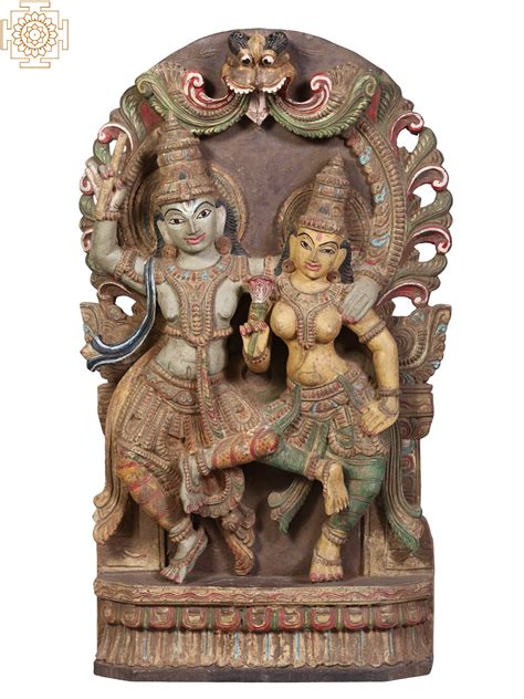 24" Wooden Dancing Radha Krishna | Exotic India Art