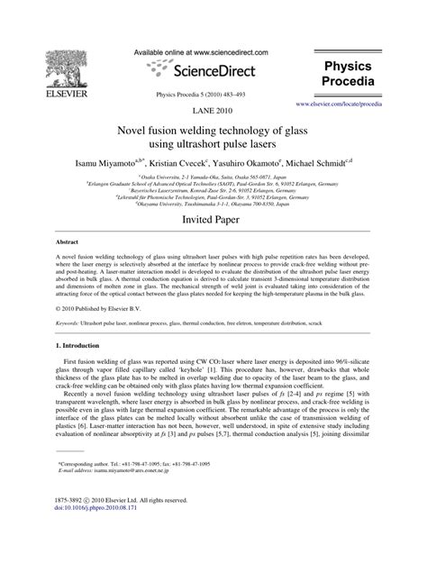 (PDF) Novel fusion welding technology of glass using ultrashort pulse ...