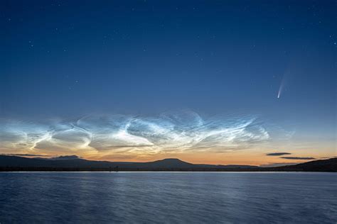 Comet Neowise and a Noctilucent Cloud display. Noctilucent clouds are ...