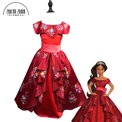 Elena of Avalor Princess Elena Cosplay Costume Red Top Embroidery Princess Kid Dress Halloween ...