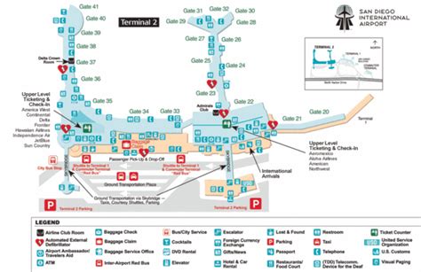 San Diego Airport Terminal 2 Map