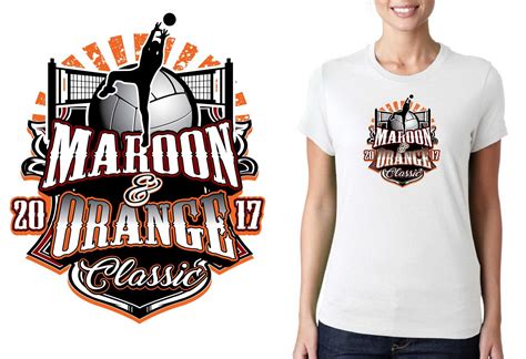 FRONT 2017 Maroon and Orange Classic vector logo design for volleyball t-shirt UrArtStudio ...