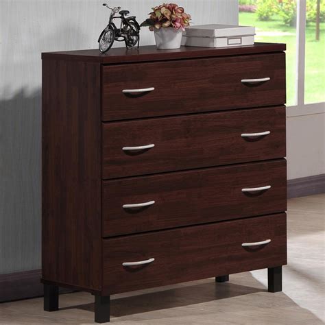 Baxton Studio Maison Contemporary Dark Brown Wood Finish Wood 4-Drawer ...