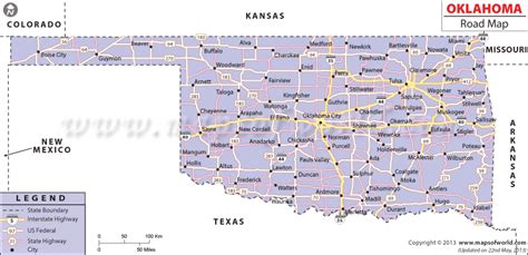 Oklahoma Road Map Road Maps, Road Trip Map, Oklahoma, Kansas, Guymon, States In Usa, Pawhuska ...