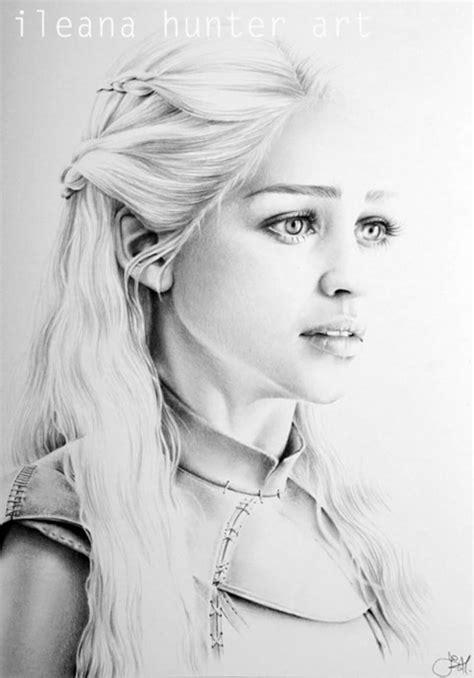 Emilia Clarke as Daenerys Targaryen Fine Art Pencil Drawing Portrait ...