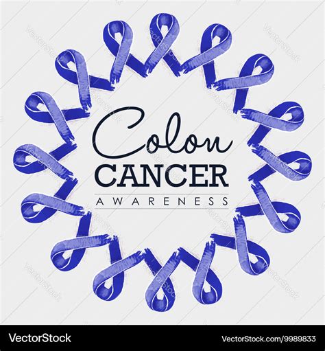 Colon cancer awareness ribbon design with text Vector Image