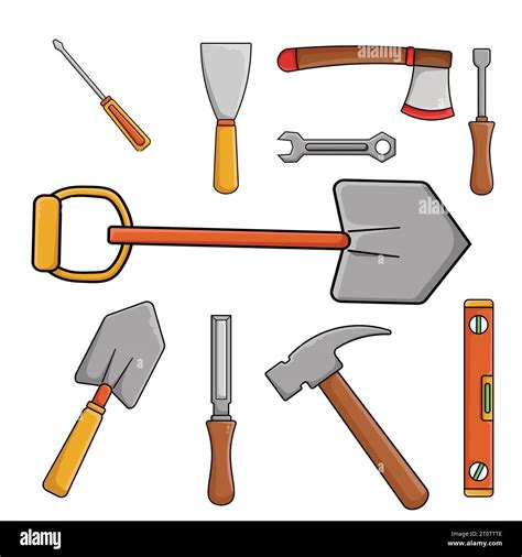 Set of construction tools on white background. Vector illustration in cartoon style Stock Vector ...